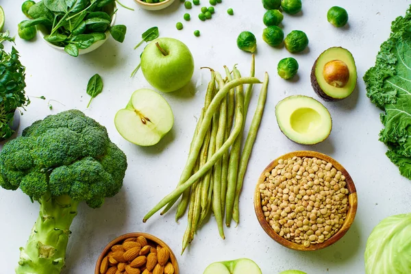 Creativo Piso Yacía Con Ingredientes Comida Vegetariana Saludable Concepto Alimentos — Foto de Stock