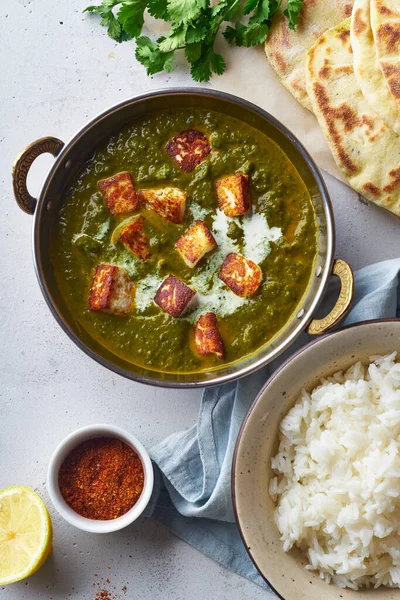 Vegetariano Palak Paneer Starter Prato Caril Com Queijo Macio Espinafre — Fotografia de Stock