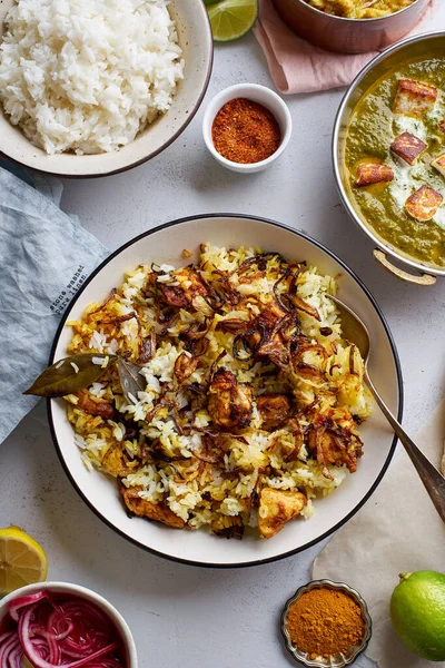 Индийское Рисовое Блюдо Hyderabadi Biryani Курицей Рисом Басмати Индийская Кухня — стоковое фото
