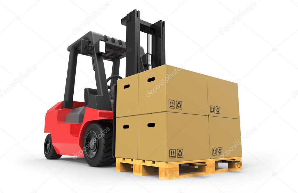 Forklift truck with boxes