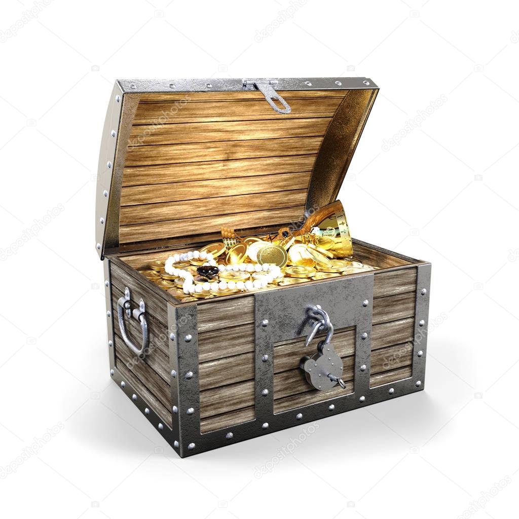 Treasure chest on white