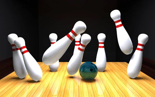 Mingea de bowling și ace — Fotografie, imagine de stoc