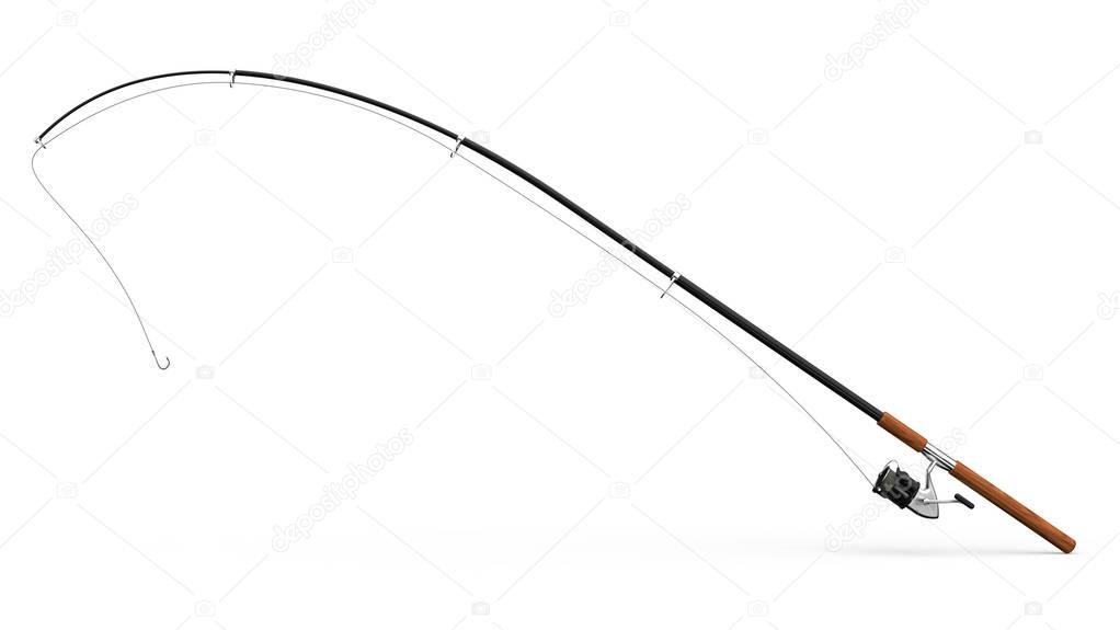 Fishing rod with white background