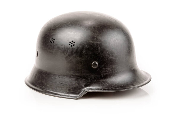 Military helmet on white