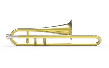 beyaz zemin üzerine trombon 