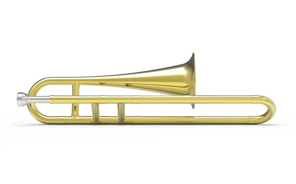 Тромбон на белом фоне — стоковое фото