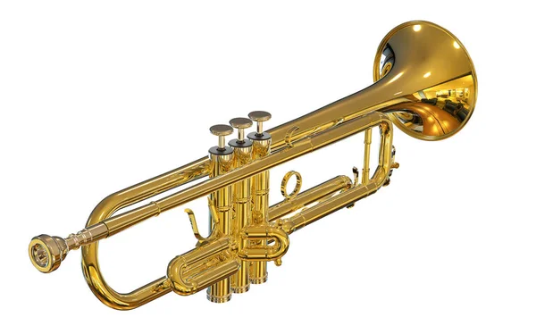 Trumpet instrument on white — Stock Photo, Image