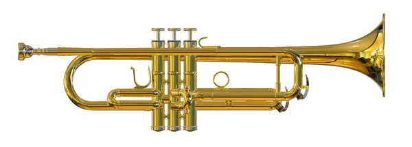 Instrumento de trompeta en blanco — Foto de Stock