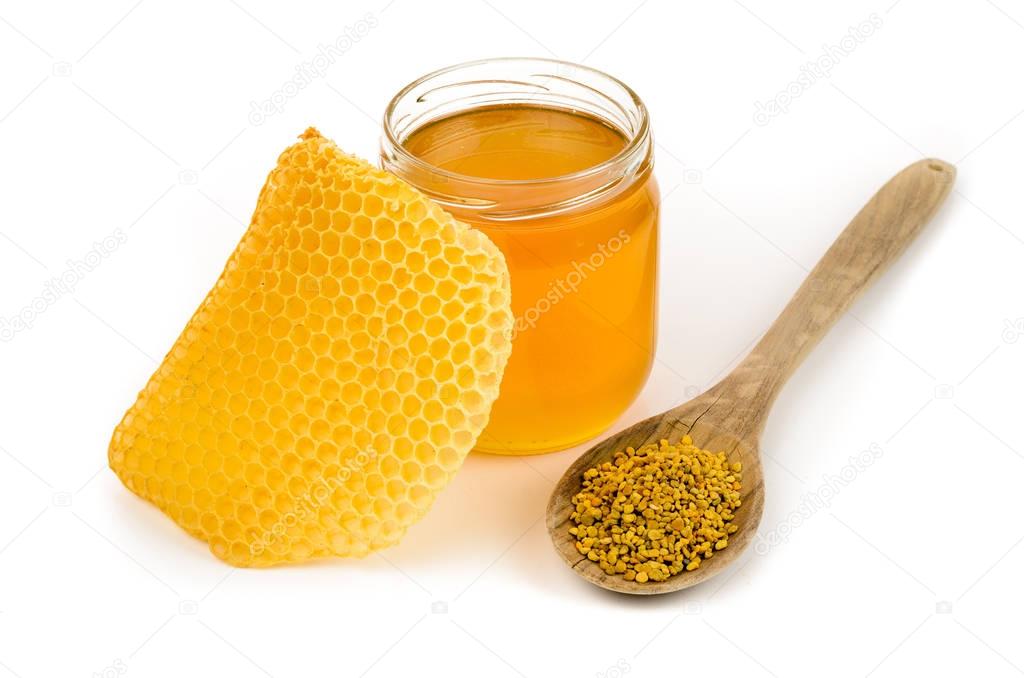Glass jar full of honey