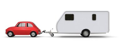 Beyaz üzerinde seyahat karavan
