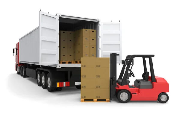 Bir kamyon yükleme forklifti