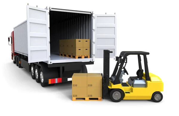 Bir kamyon yükleme forklifti