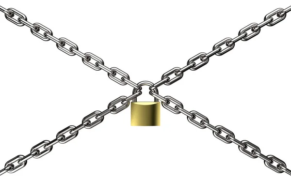 Padlock and chain on white — Stock Photo, Image