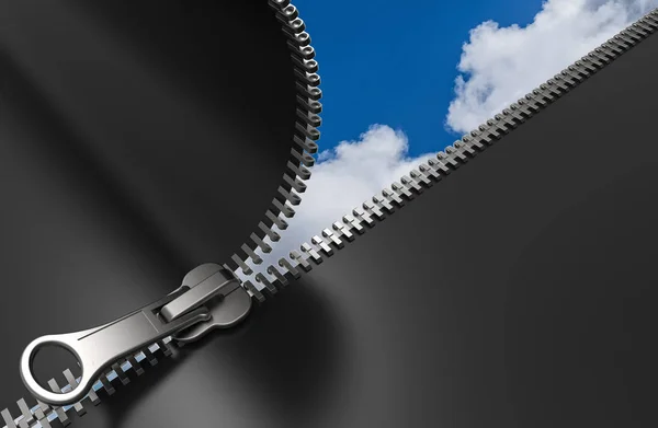 Zipper com nuvens no fundo — Fotografia de Stock