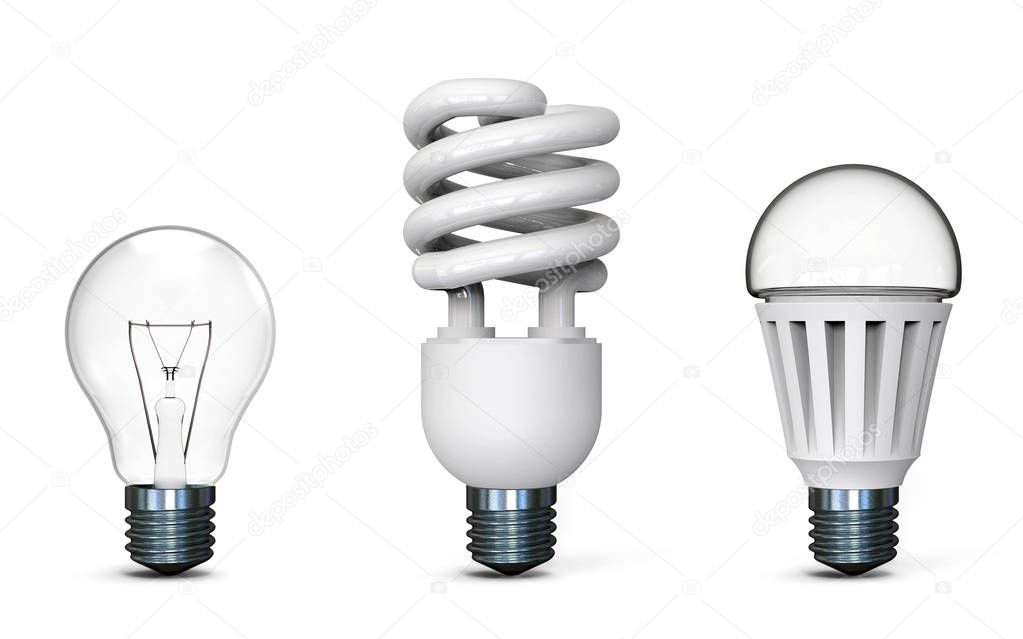 Light bulb on white