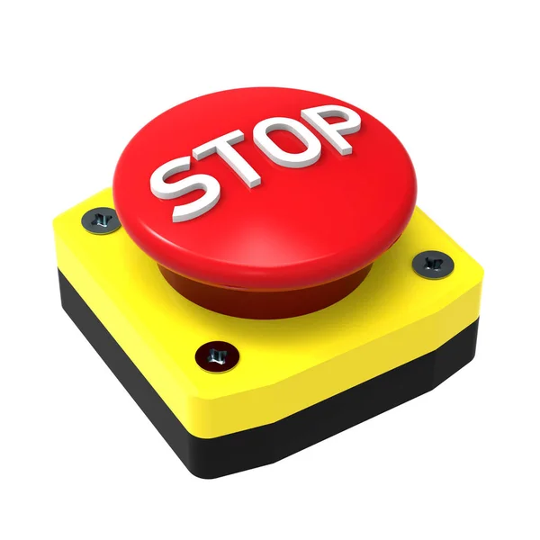 Červené tlačítko nouzového na bílém — Stock fotografie
