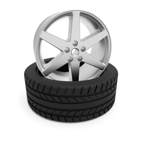 Car wheel on white — Stock Photo, Image
