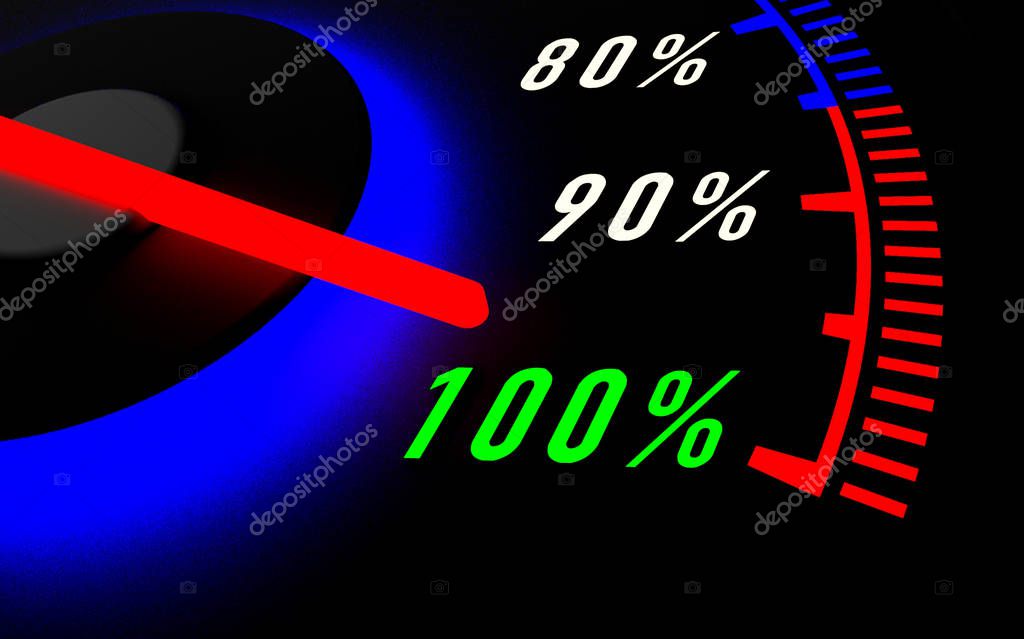 Speedometer needle pointing 100 — Stock Photo © tom19275 139313218