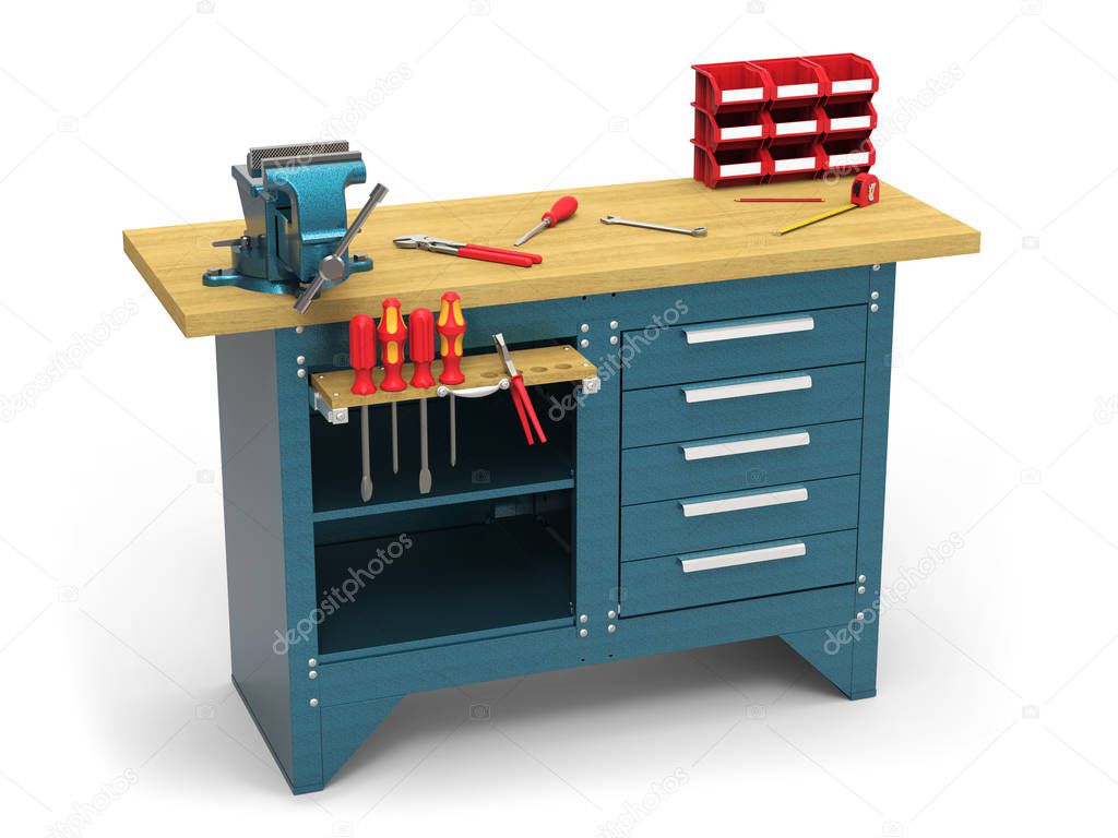 Work bench with tools