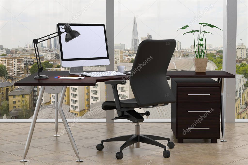 Office desk with computer