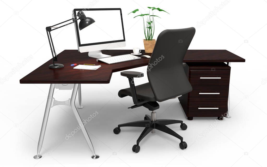 Office desk with computer