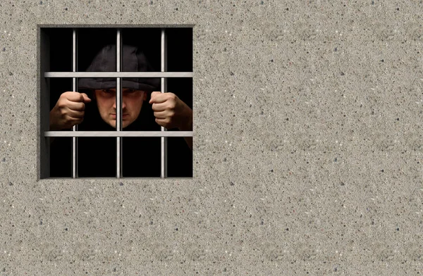 Jail window with prisoner — Stock Photo, Image