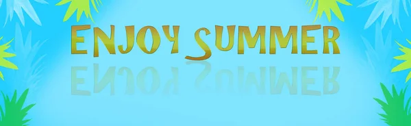 Genießen Sie Sommerblaue Banner Karte Mit Blättern Der Ananas Platz — Stockfoto