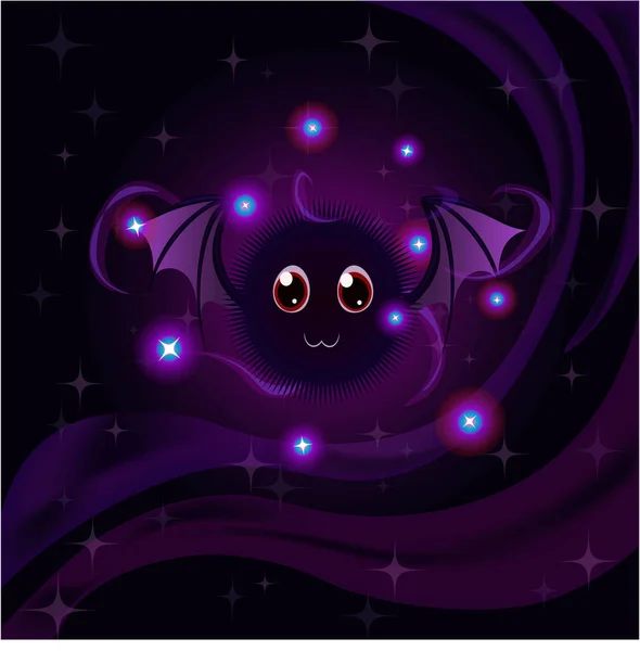 Cartoon fantasy magic icon for computer game. Magic bat, gaming object for app. Vector illustration.