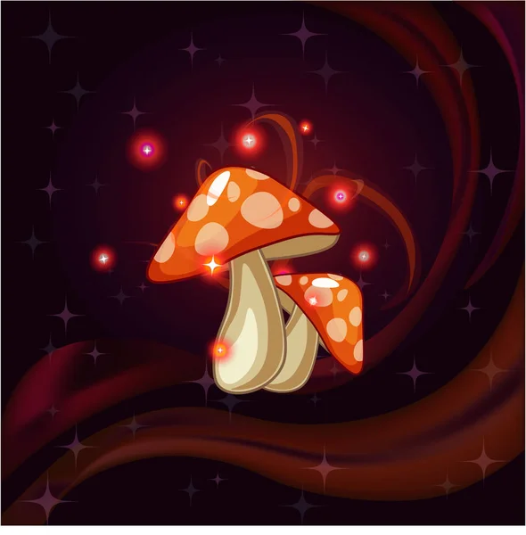 Cartoon fantasy magic icon for computer game. Magic mushrooms, gaming object for app. Vector illustration.