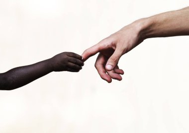 Yetişkin beyaz parmak tutan Afrika el