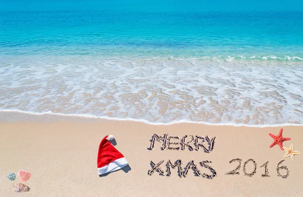 Merry Xmas 2016 op het zand — Stockfoto