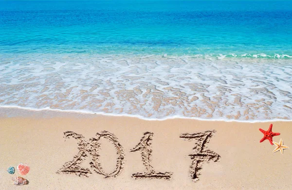 Happy 2017 in the sand — Stock Photo, Image