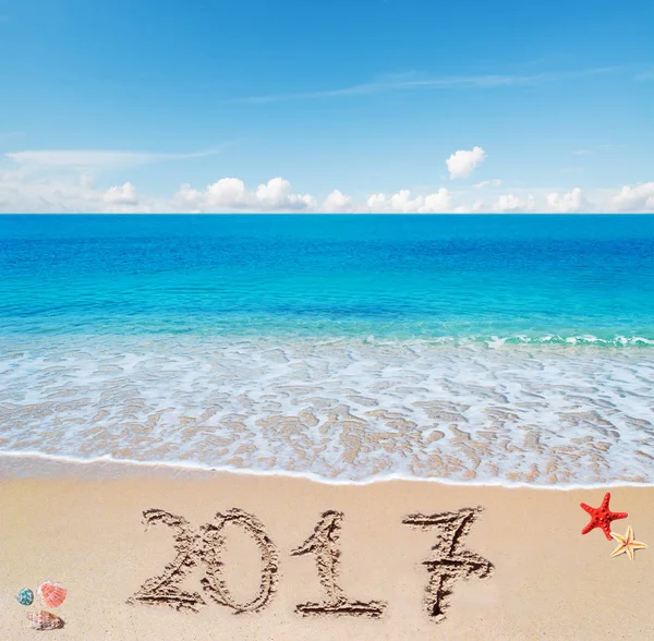 Happy 2017 in the sand — Stock Photo, Image