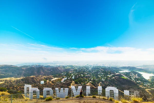  Hollywood işareti arkadan backgro Los Angeles ile gördüm