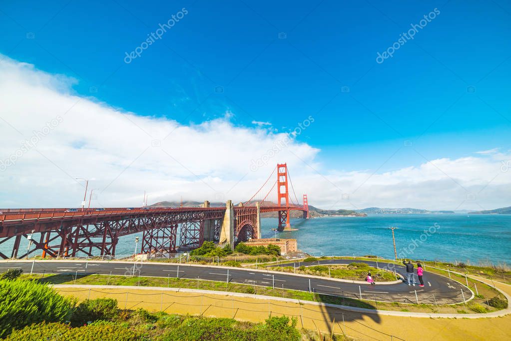World famous Golden Gate bridge in San Francisco bay