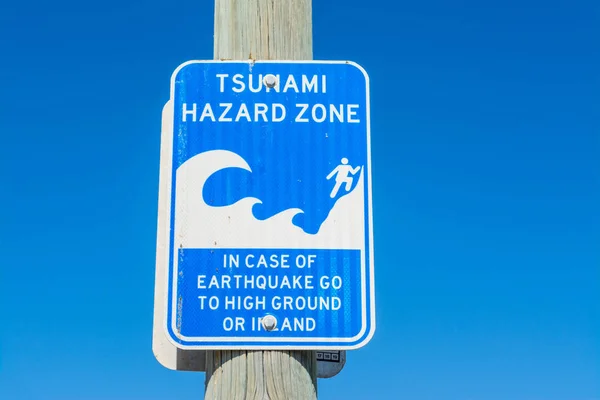 Sinal de zona de perigo de tsunami em Los Angeles — Fotografia de Stock