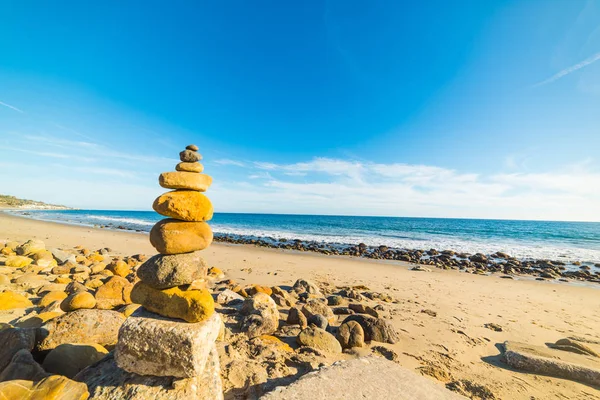 Stone pile in Malibu shoreline