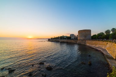 clear sky over Alghero at sunset clipart