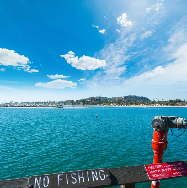 No fishing sign in Santa Barbara pier — Stock Photo, Image