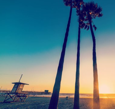Newport Beach'de kule avuç içi ve cankurtaran