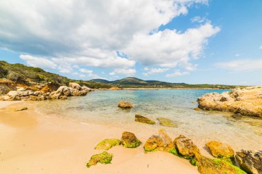 Alghero kıyı kum ve kaya