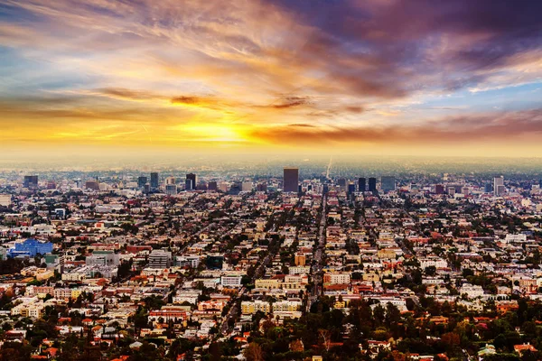 Roze zonsondergang in Los Angeles — Stockfoto