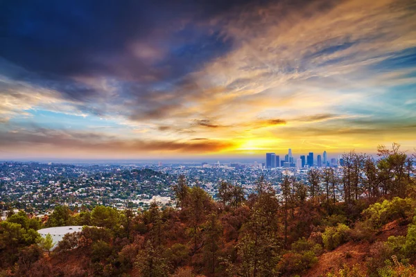 Kleurrijke zonsondergang in Los Angeles — Stockfoto