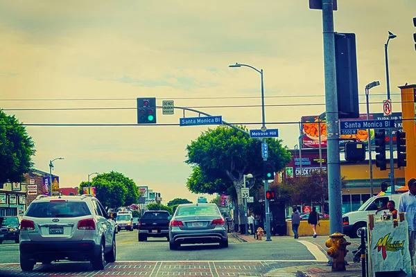 Crossroad em Santa Monica Boulevard — Fotografia de Stock