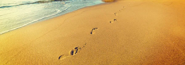 Fotspår i La Jolla beach — Stockfoto