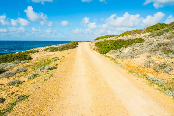 Onverharde weg door de zee in Sardinië — Stockfoto