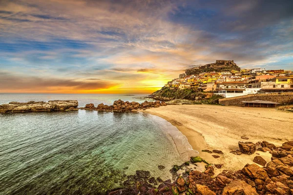 Castelsardo shoreline at sunset — Stock Photo, Image