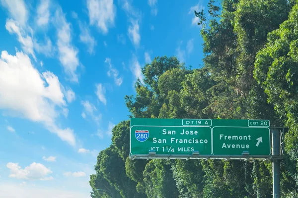 Autostrada międzystanowa nr 280 znak w Kalifornii — Zdjęcie stockowe