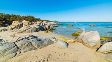 Kayalar ve kum Musculedda Beach