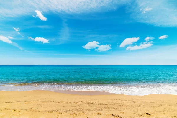 Arena dorada en la playa de Is Orrosas — Foto de Stock